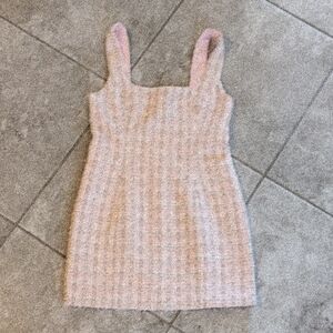 Pink Tweed Sleeveless Dress